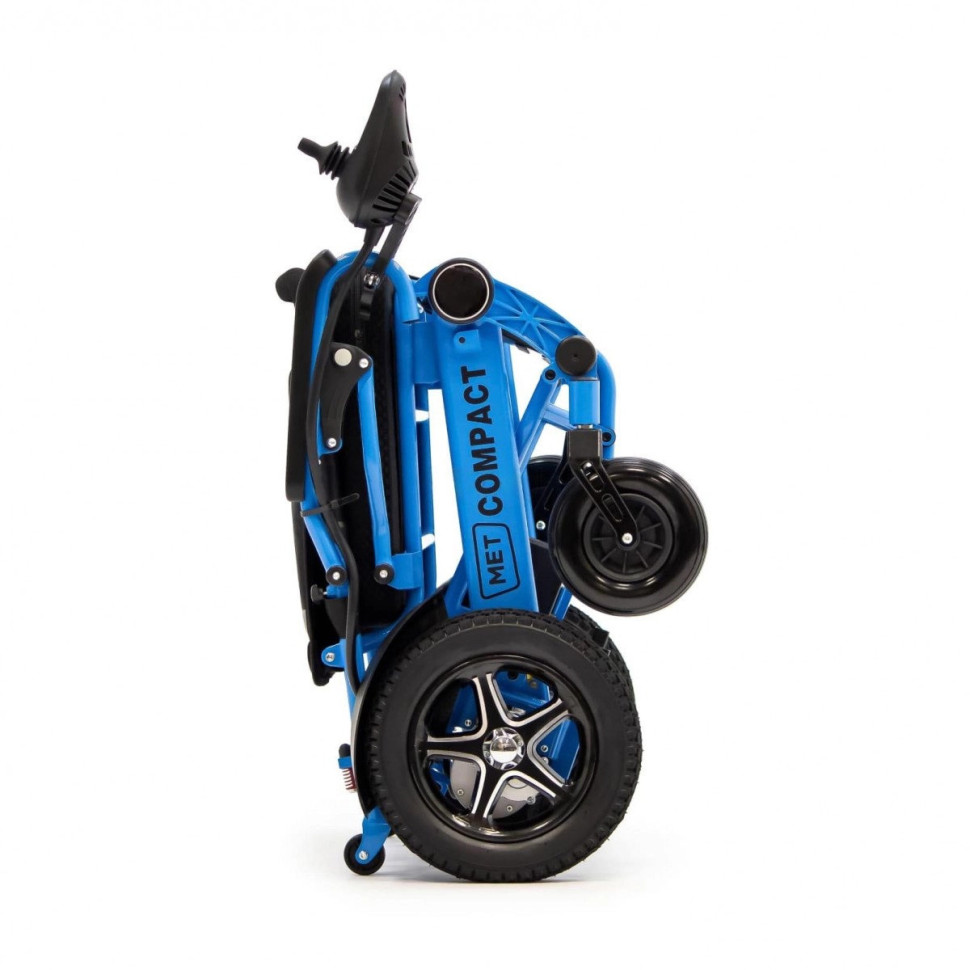 Кресло-коляска с электроприводом MET COMPACT 35 (24268) складная, синяя с оранжевым