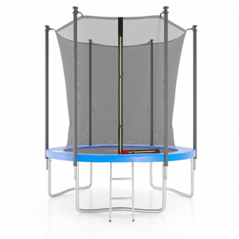 Батут с защитной сеткой DFC JUMP4FUN 6 ft синий с лестницей