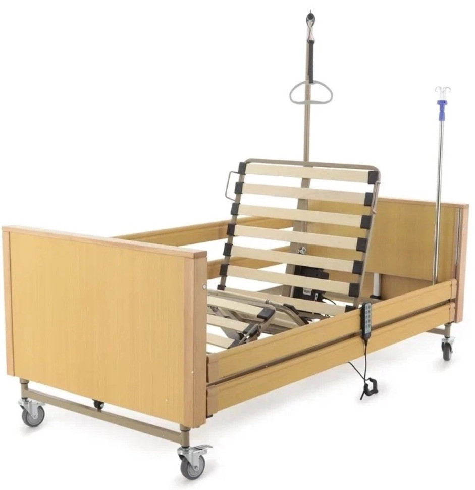 Кровать для лежачих больных электрическая MED-MOS YG-1 (ЛДСП св.дер., 2В, 4 секции, матрас , Т/АТ, ДЛ)