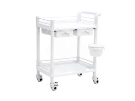 Тележка медицинская МЕТ SPY-120/ТP-500 (17911/15821) из пластика,белая (2 ящика, 2 полки, ведро, руч