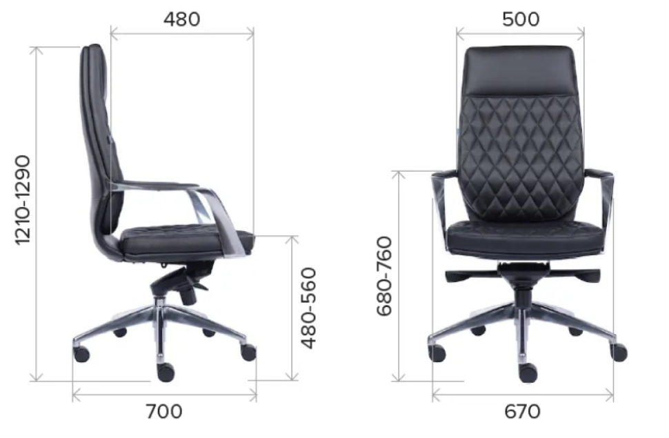 Офисное кресло Premium класса - Roma Кожа Черный