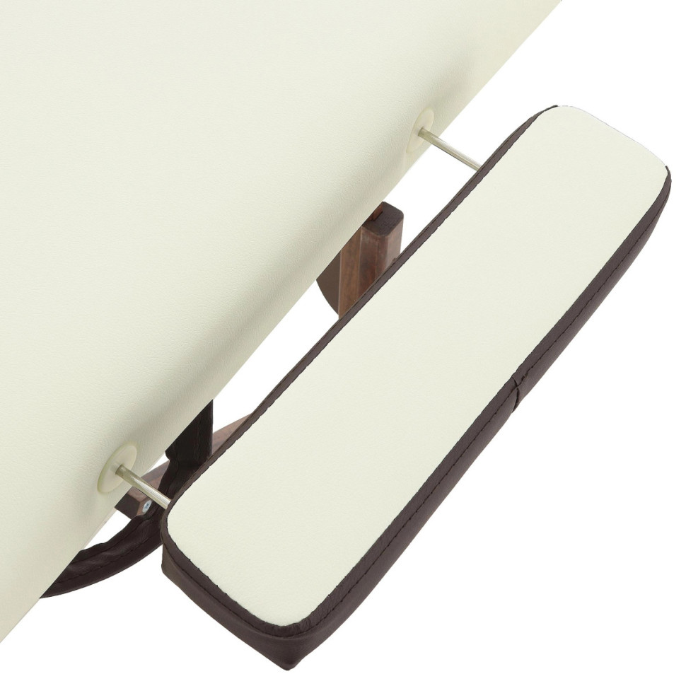 Массажный стол складной MED-MOS JF-AY01 3-х секционный, деревянная рама, кремовый-коричневый