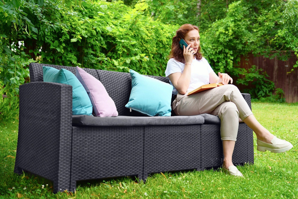 Arizona b:rattan, Диван трехместный, антрацит (3-х местная подушка)