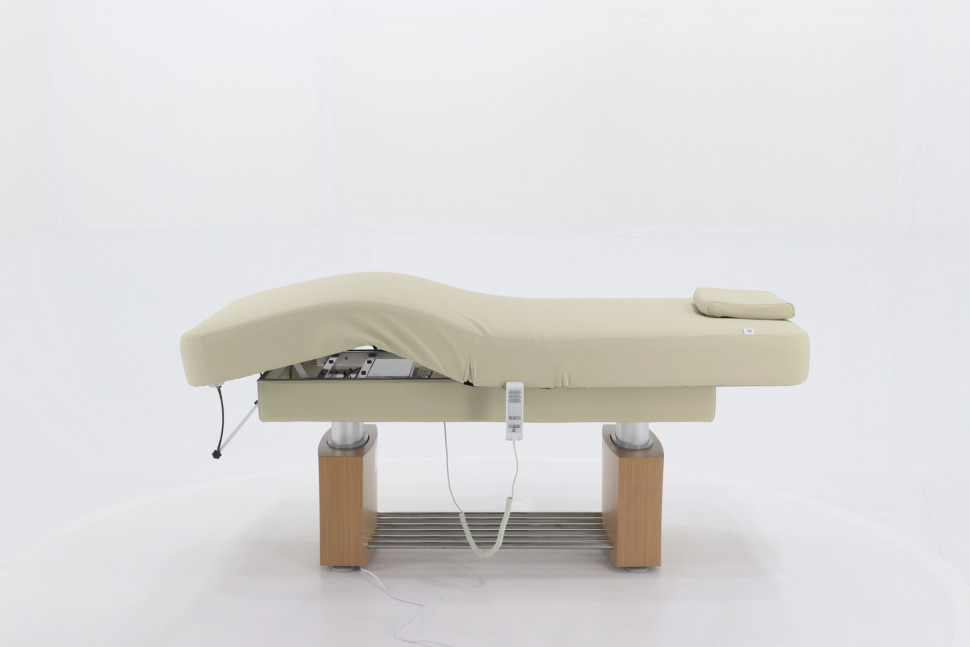 Массажный стол электрический MED-MOS ММКМ-2 (КО-160.1Д) светло-бежевый/светлое дерево, с подогревом ложа