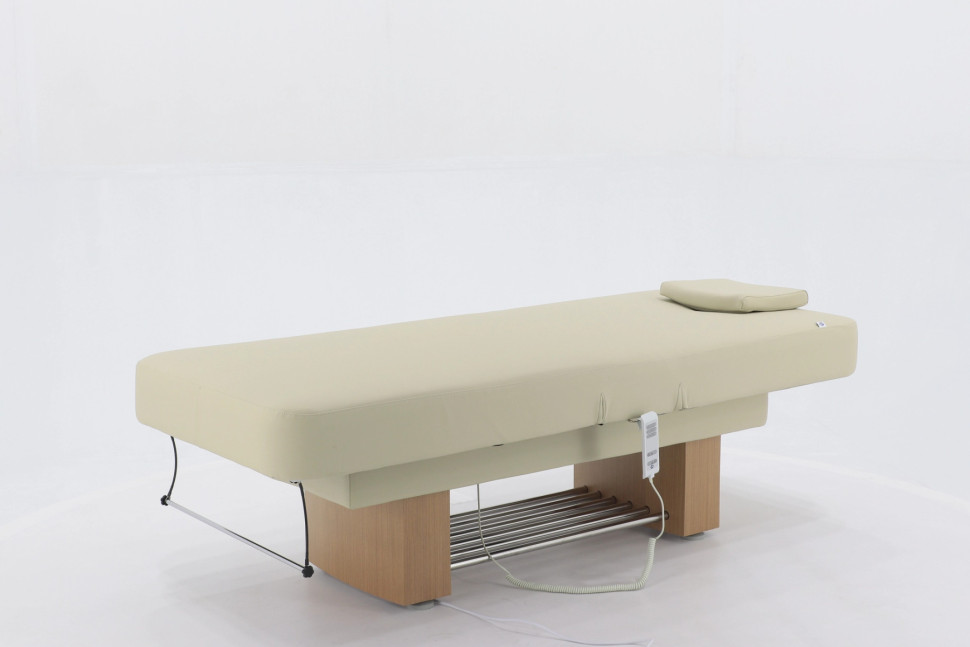 Массажный стол электрический MED-MOS ММКМ-2 (КО-160.1Д) светло-бежевый/светлое дерево, с подогревом ложа