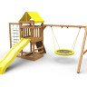 Детская площадка KD1-2 с желтой горкой и крышей, 1 желтые качели гнездо 80см