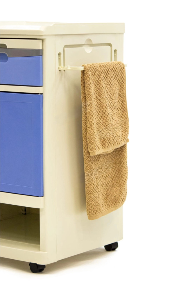 Тумба прикроватная МЕТ TL-230 пластиковая с выдвижным столиком, на колесах, цвет синий