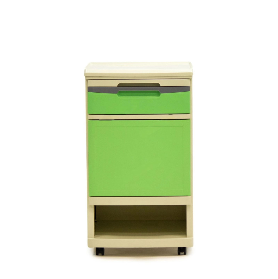 Тумба прикроватная МЕТ BLZ 026 пластиковая с выдвижным столиком, на колесах, цвет зеленый