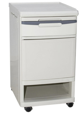 Тумба прикроватная МЕТ TL-230 пластиковая с выдвижным столиком, на колесах, цвет белый