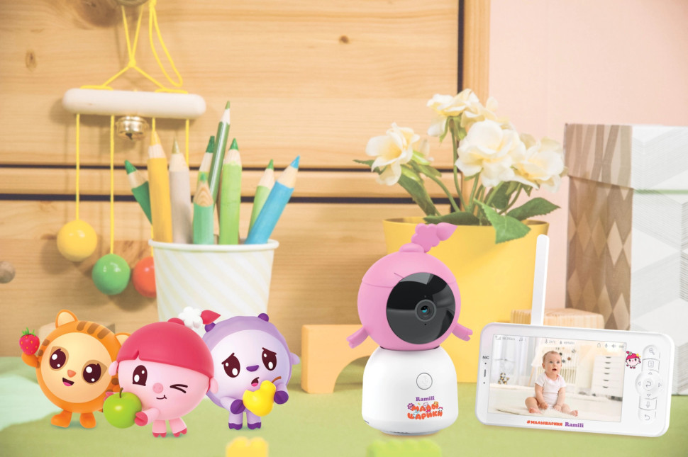 Wi-Fi 2K Видеоняня Ramili Baby RV100CNUSHA Нюша, Малышарики, с креплением