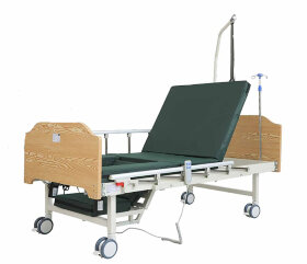 Е-1030 Кровать медицинская с эл/приводом ERGOFORCE Е3 (дерев. спинки светло-коричнев) с матрасом