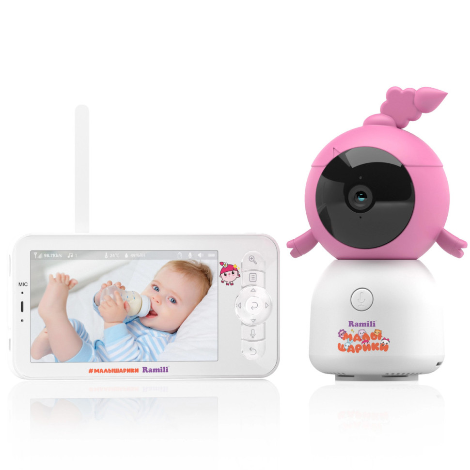 Видеоняня Ramili Baby RV100NUSHAVRC400C Нюша, Малышарики, с креплениями
