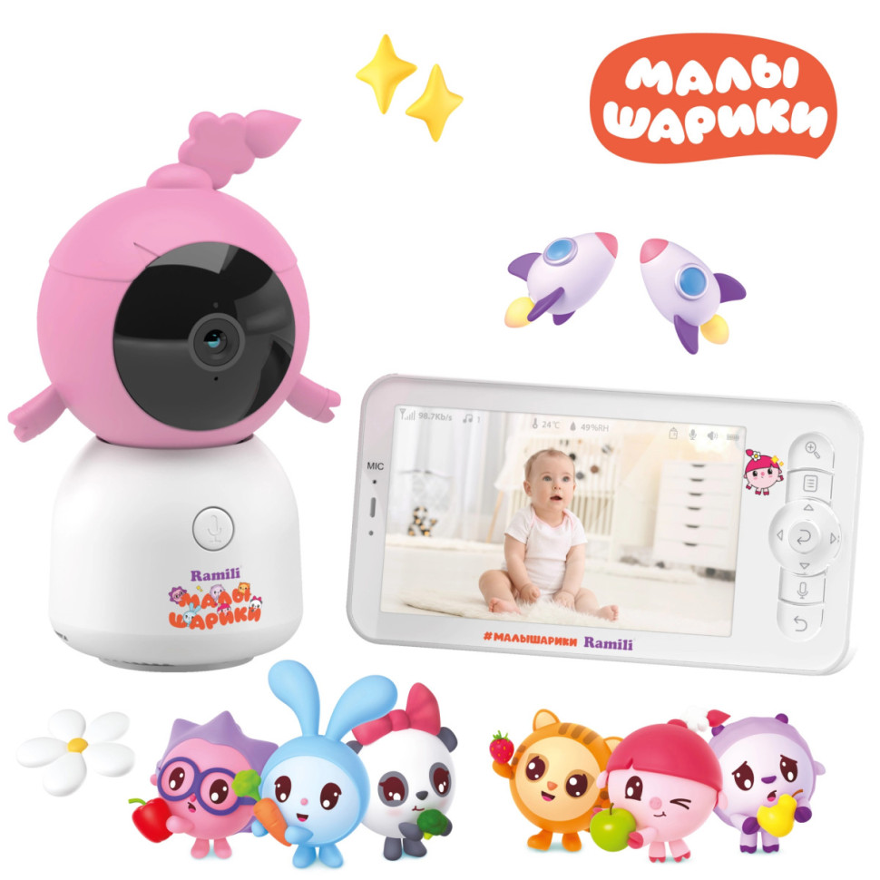 Видеоняня Ramili Baby RV100NUSHAVRC400C Нюша, Малышарики, с креплениями
