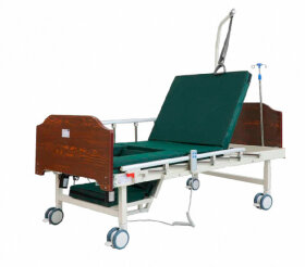 Е-1030 Кровать медицинская с эл/приводом ERGOFORCE Е3 (дерев. спинки темно-коричнев) с матрасом