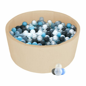 Детский сухой бассейн Kampfer Pretty Bubble (Бежевый + 300 шаров голубой/серый/жемчужный/прозрачный)