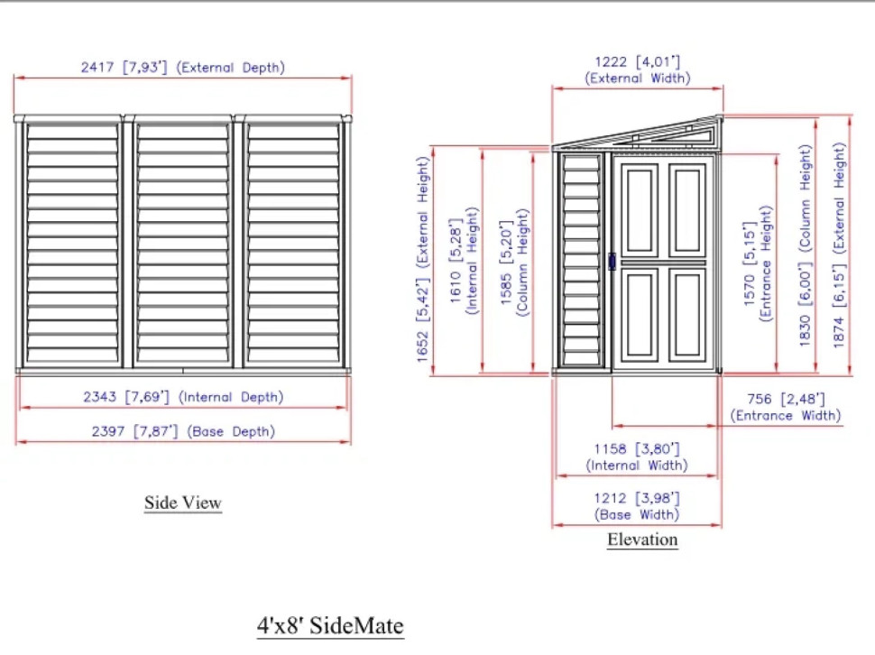 Пластиковый сарай SideMate Plus