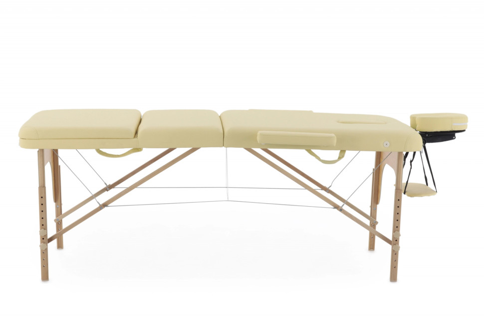 Массажный стол складной MED-MOS JF-AY01 3-х секционный, деревянная рама, бежевый