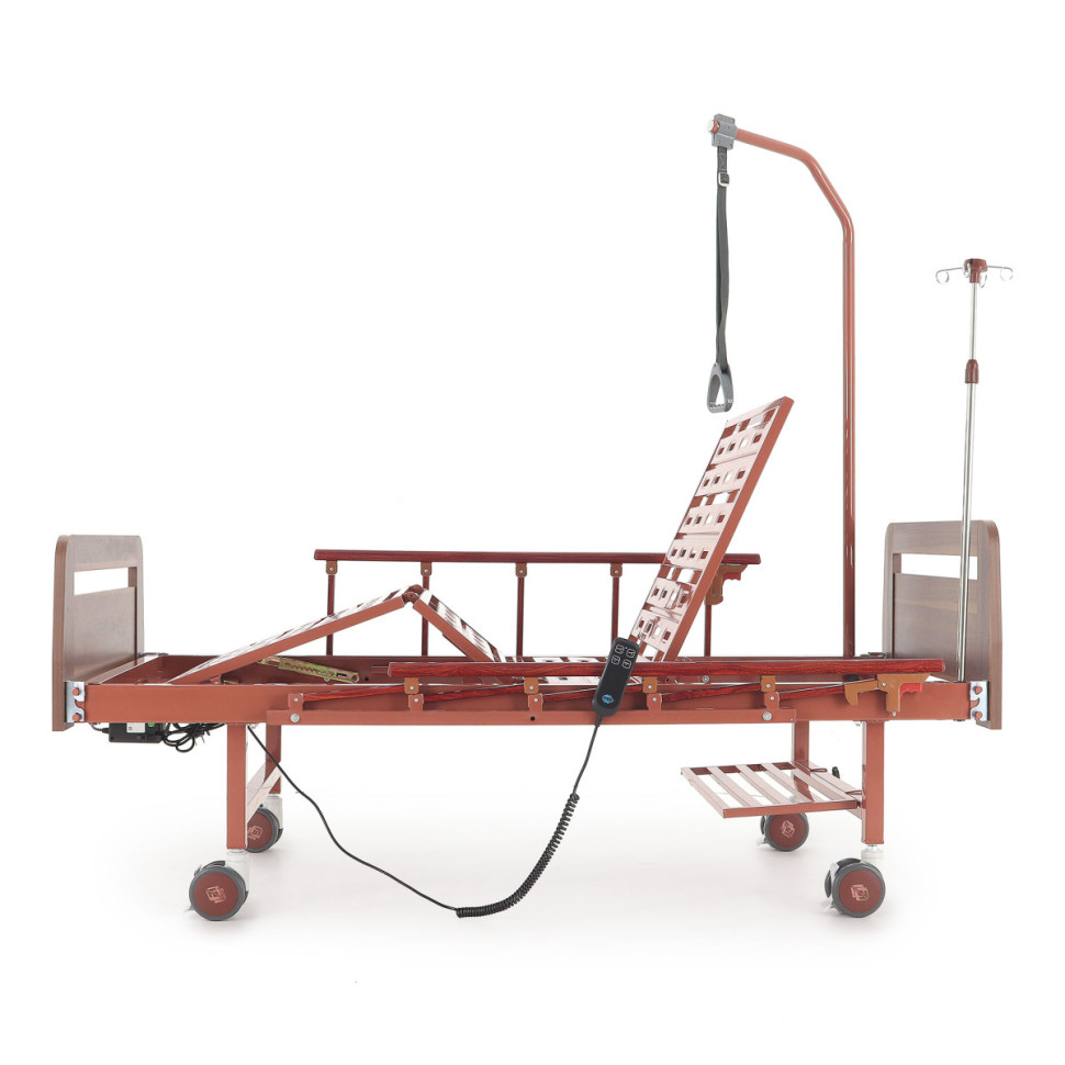 Кровать для лежачих больных электрическая MED-MOS DB-7 ЛДСП (коричневый) с матрасом