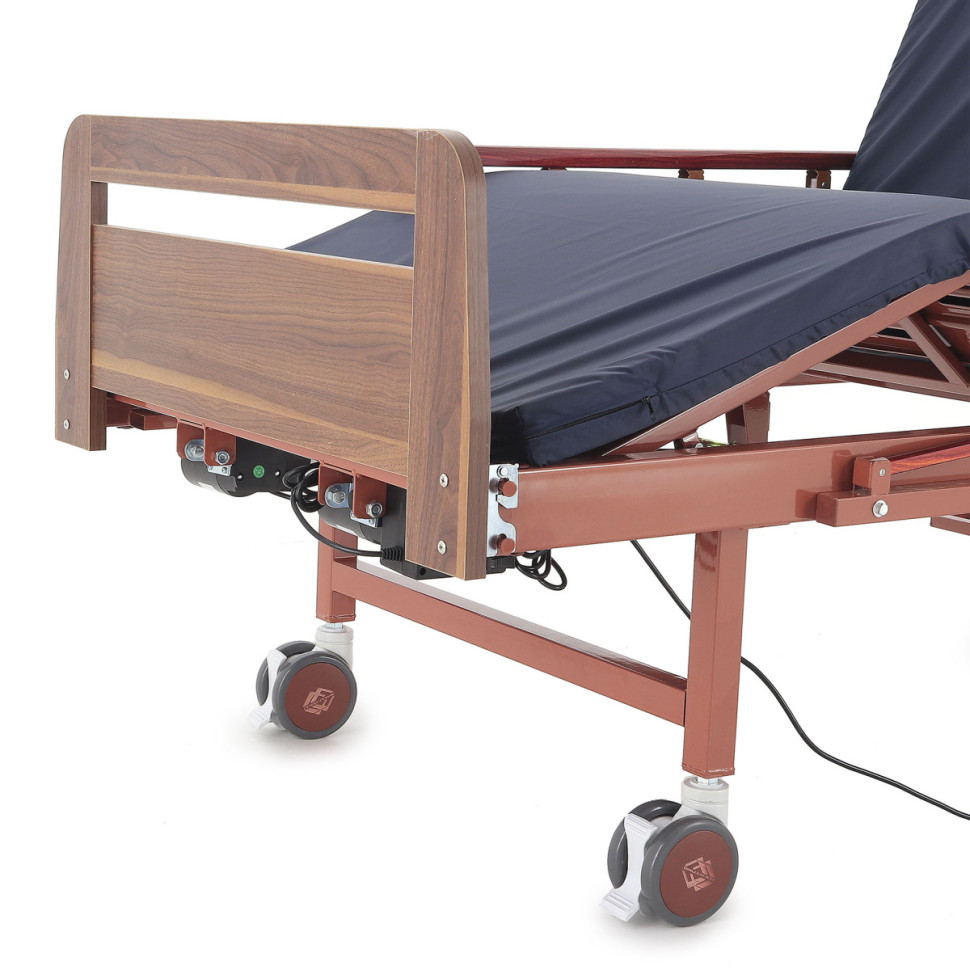 Кровать для лежачих больных электрическая MED-MOS DB-7 ЛДСП (коричневый) с матрасом