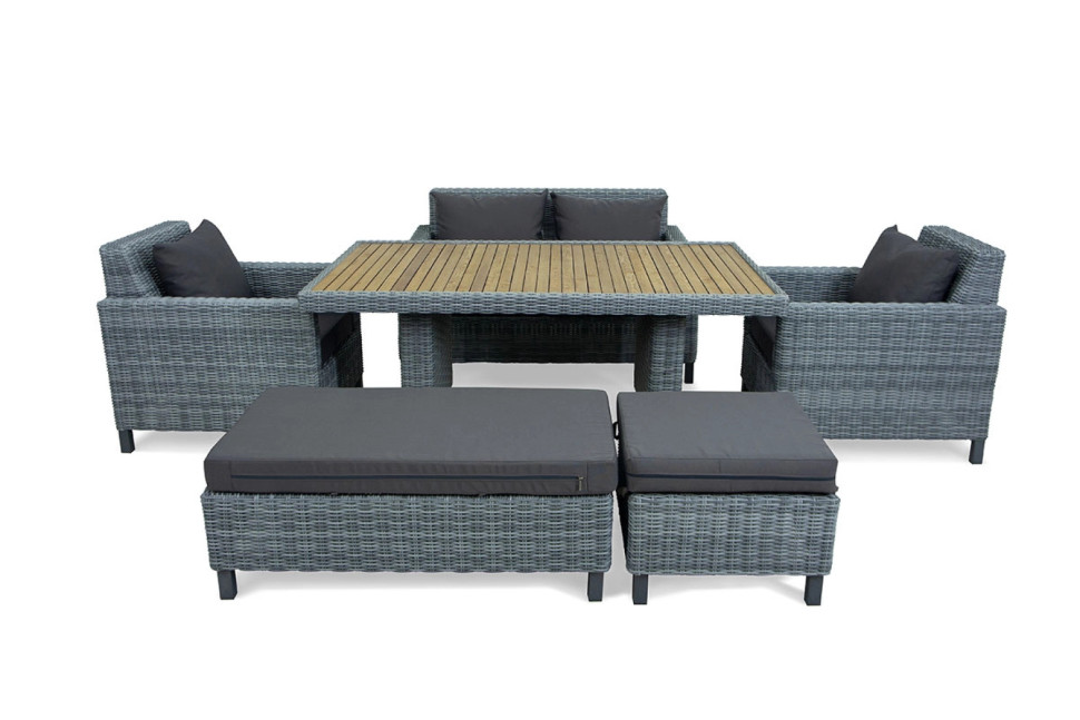 MOKKA BELLA Стол прямоугольный с деревянной столешницей, цвет серый