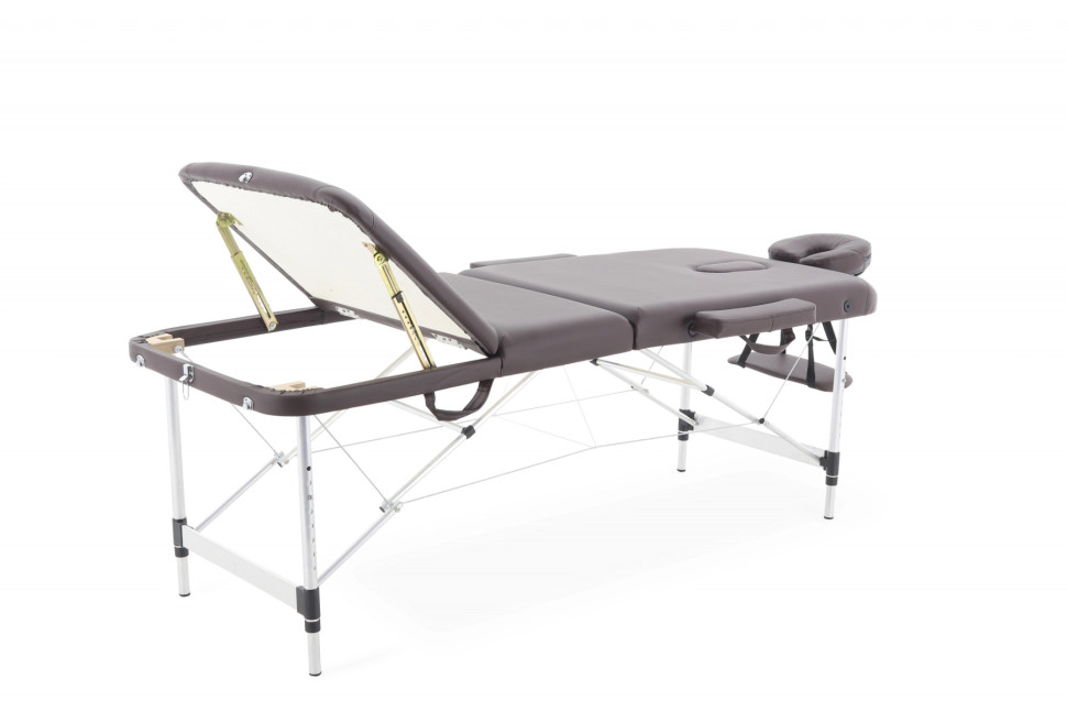 Стол массажный складной (переносной) алюминиевый JFAL01A 3-секционный коричневый