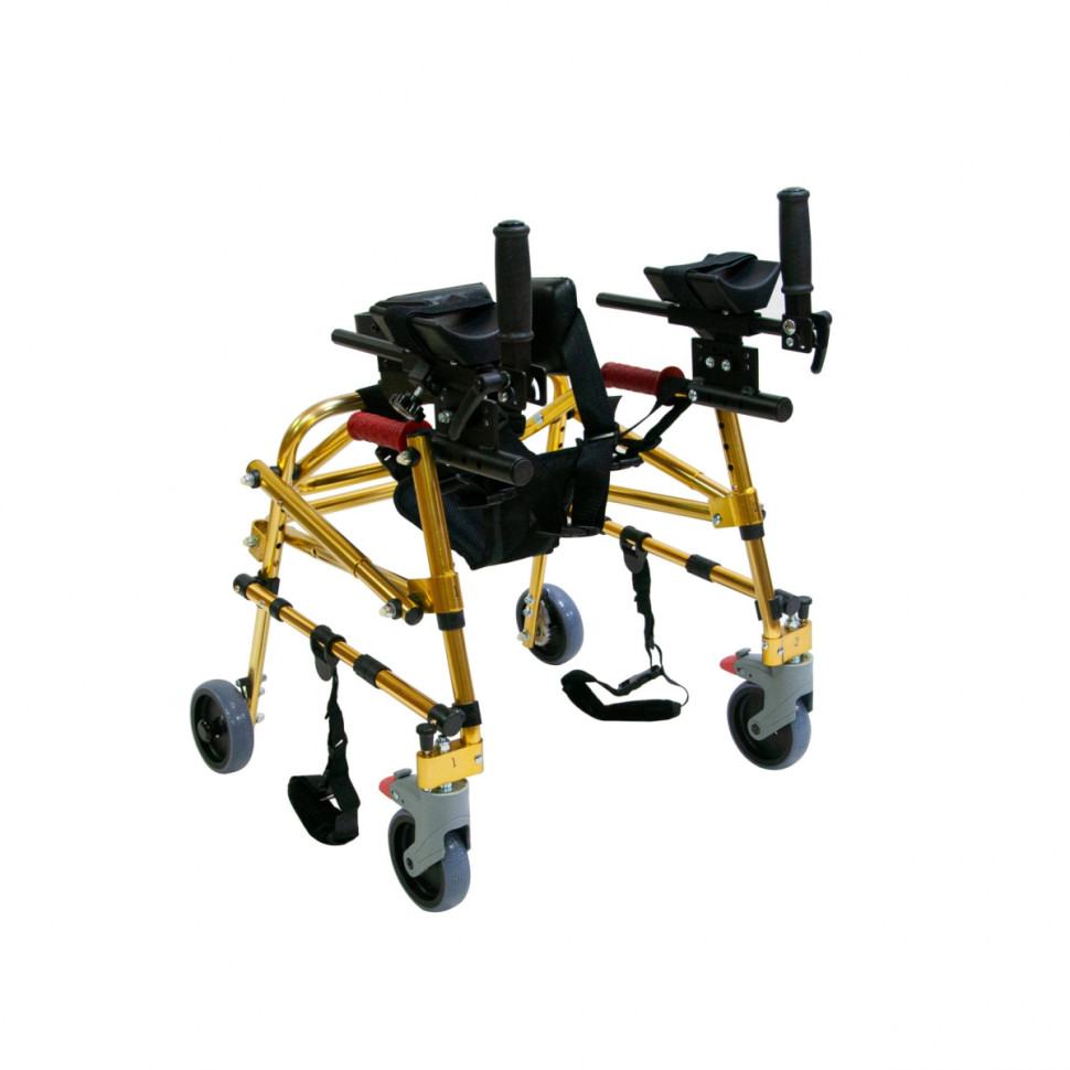 Ходунки для детей больных ДЦП с подлокотной опорой и фиксатором голеностопа Мега-903