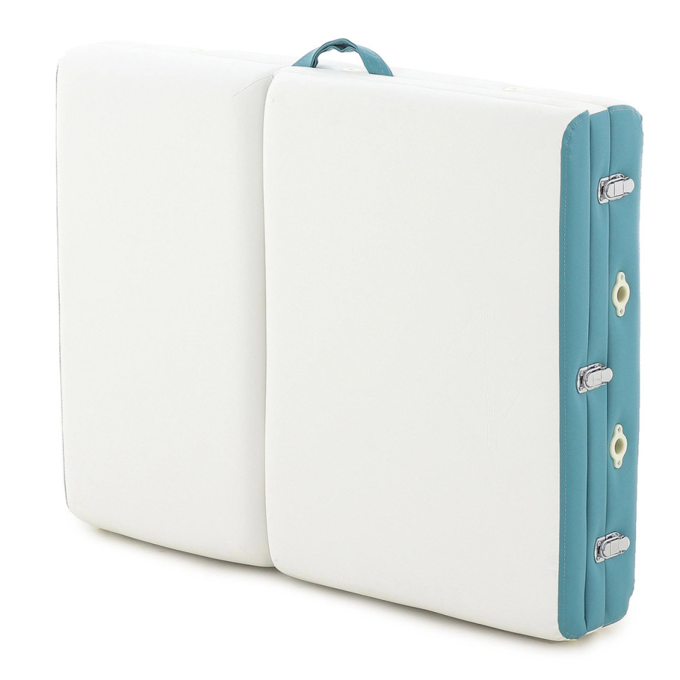 Массажный стол складной MED-MOS JFAL01A 3-х секционный, алюминиевая рама, белый-голубой