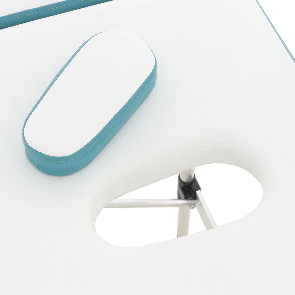 Массажный стол складной MED-MOS JFAL01A 3-х секционный, алюминиевая рама, белый-голубой