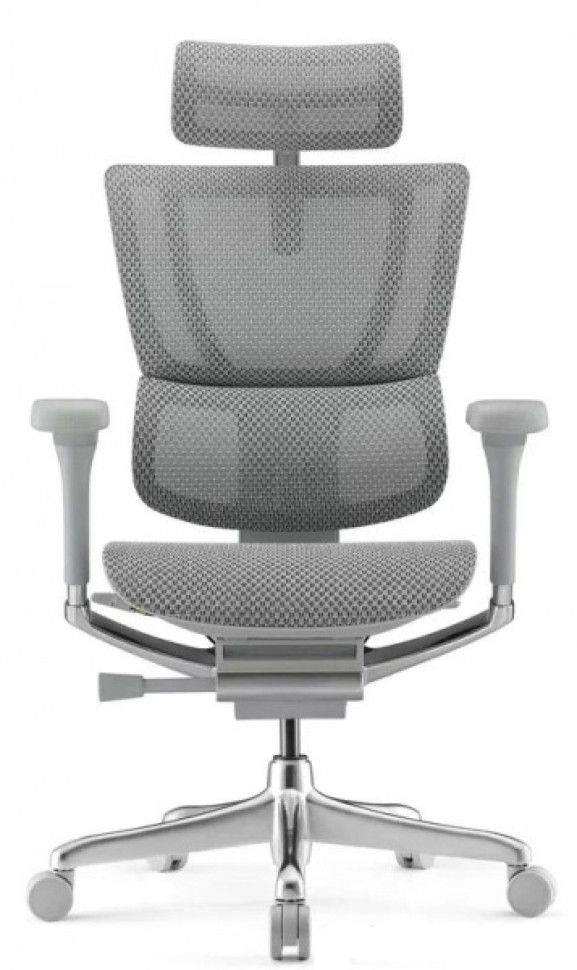 Кресло FALTO IOO-E2 ELITE( Серый каркас/сетка T-168-B2 Natural Mesh светло серый/крестовина металл)