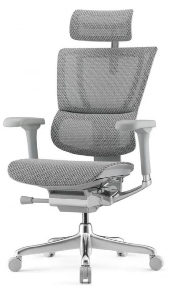 Кресло FALTO IOO-E2 ELITE( Серый каркас/сетка T-168-B2 Natural Mesh светло серый/крестовина металл)