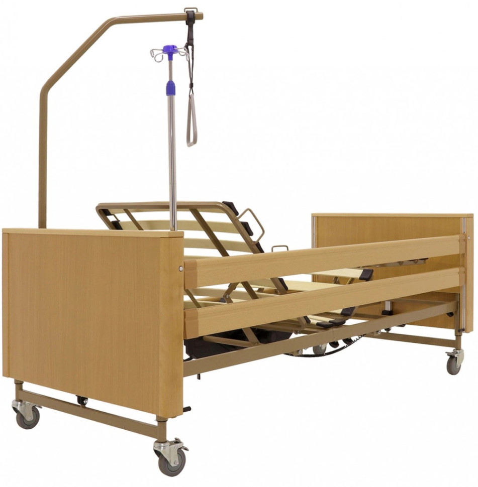 Кровать для лежачих больных с матрасом MED-MOS YG-1 (ЛДСП св.дер., дерев. ламели)