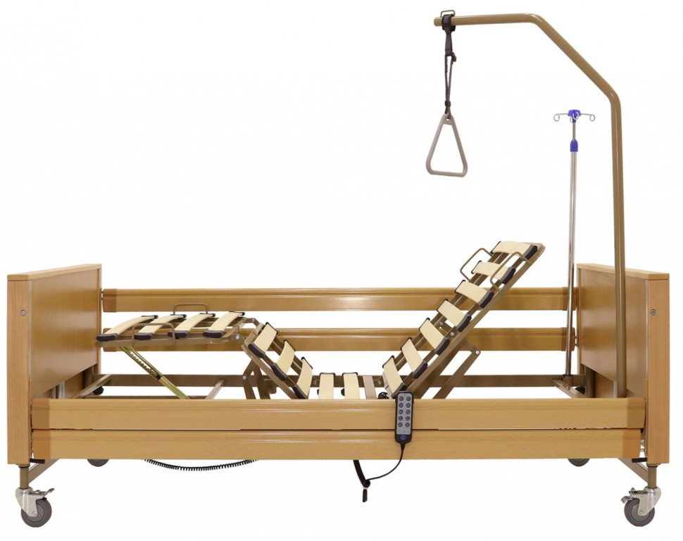 Кровать для лежачих больных с матрасом MED-MOS YG-1 (ЛДСП св.дер., дерев. ламели)