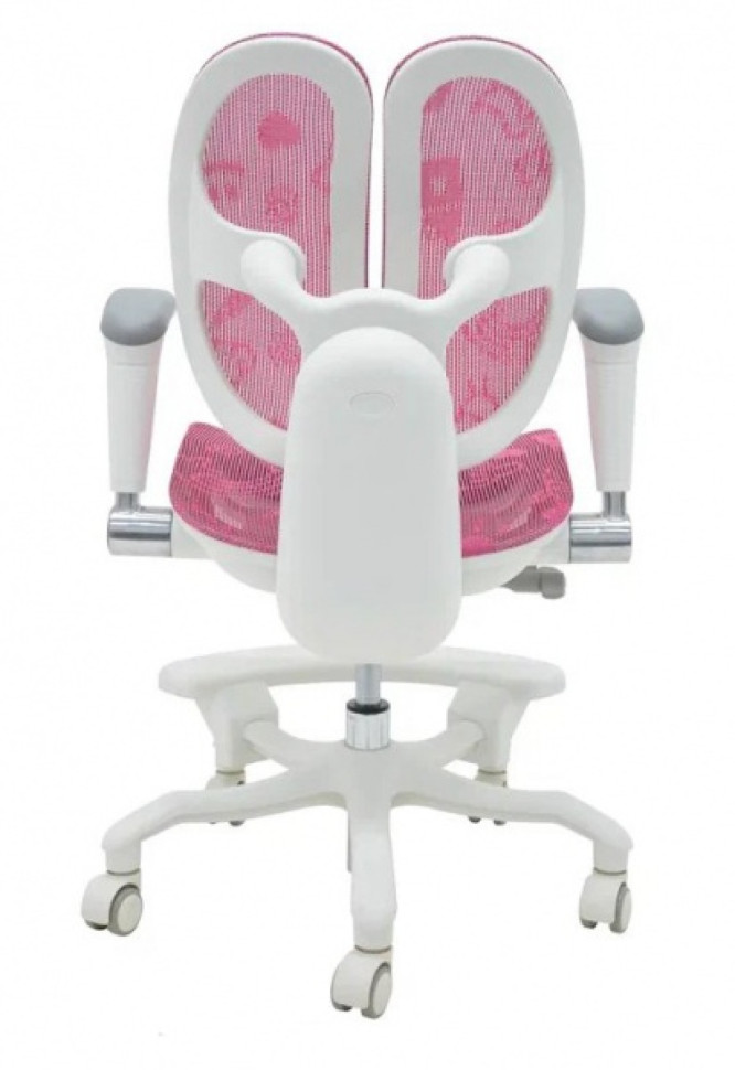 Кресло EXPERT ORTO (спинка DUO, слайдер, подлокотник 3D) каркас светлый, сетка розовый