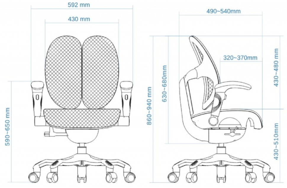Кресло EXPERT ORTO (спинка DUO, слайдер, подлокотник 3D) каркас светлый, сетка розовый