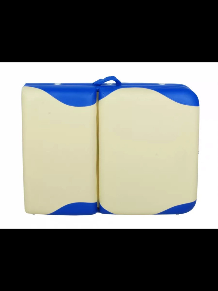 Стол массажный складной (переносной) алюминиевый JFAL01A 3-секционный синий с бежевой волной