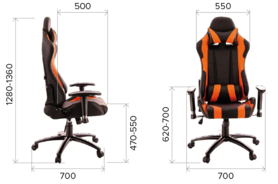 Кресло Everprof Lotus S2 Экокожа Черный/Оранж