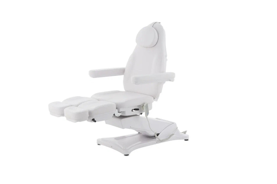 Педикюрное кресло электрическое MED-MOS ММКП-3 (КО-195DP) белый с ножной педалью и ПУ