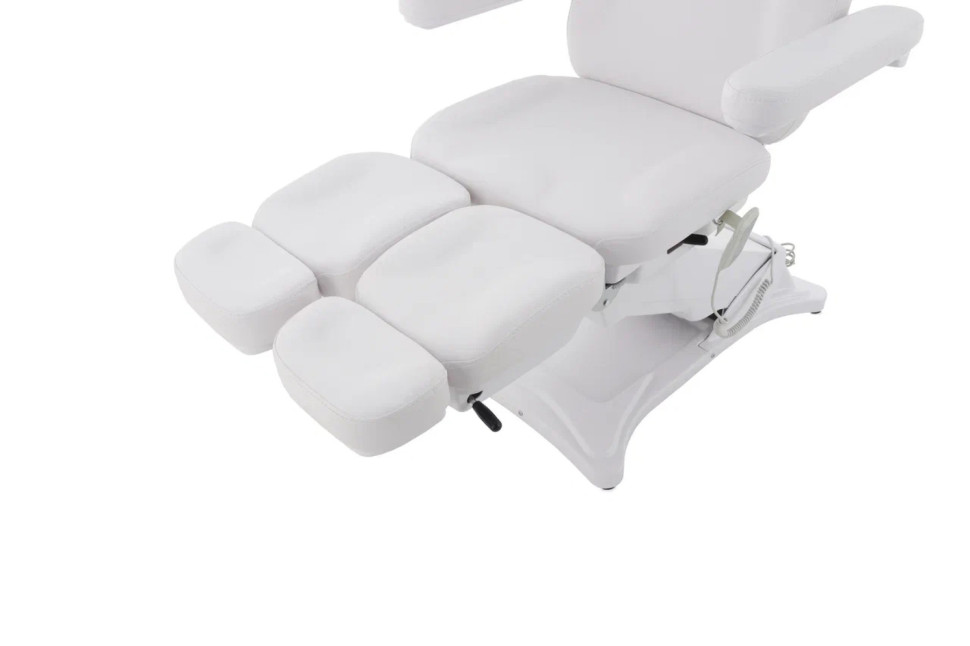 Педикюрное кресло электрическое MED-MOS ММКП-3 (КО-195DP) белый с ножной педалью и ПУ