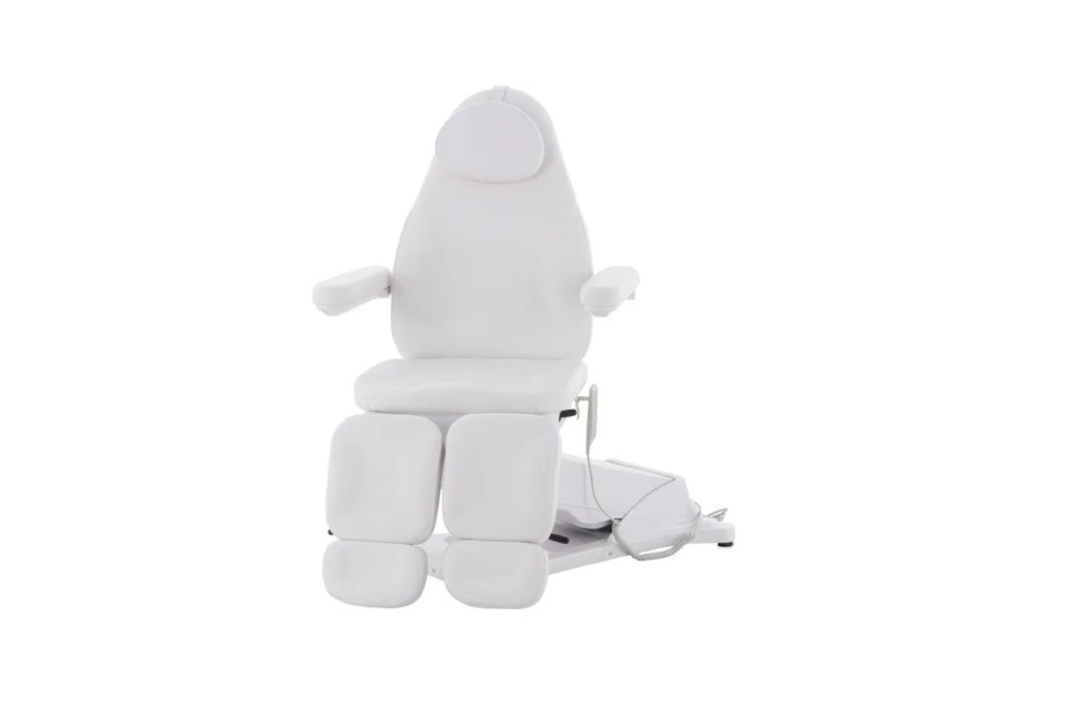 Педикюрное кресло электрическое MED-MOS ММКП-3 (КО-195DP) белый с ножной педалью и ПУ
