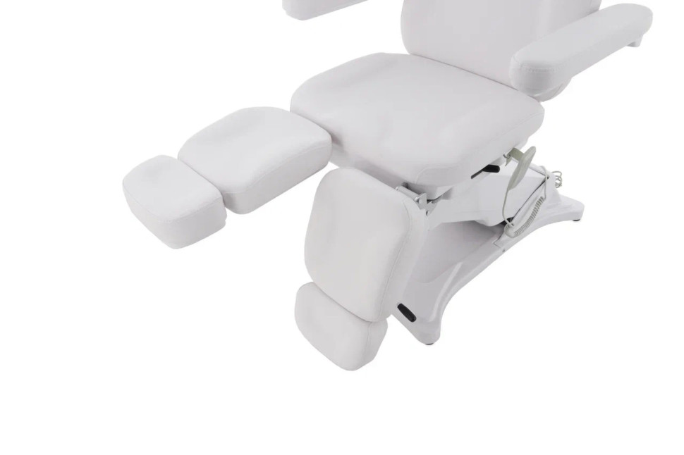Педикюрное кресло электрическое MED-MOS ММКП-3 (КО-195DP) белый с ножной педалью и ПУ