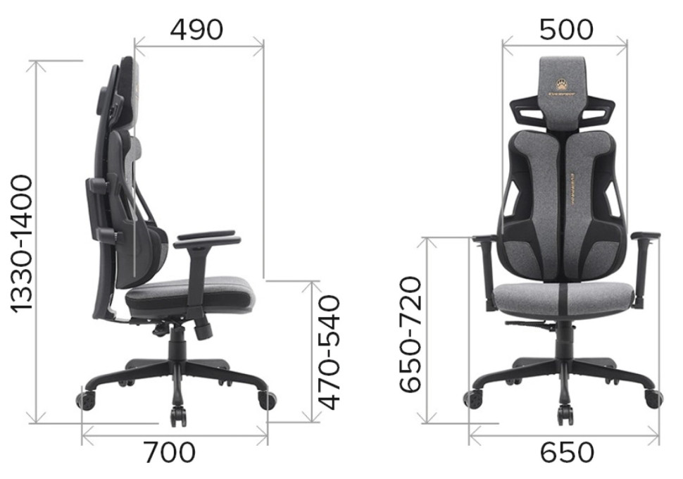 Кресло Everprof Serval S Ткань Черный/Серый