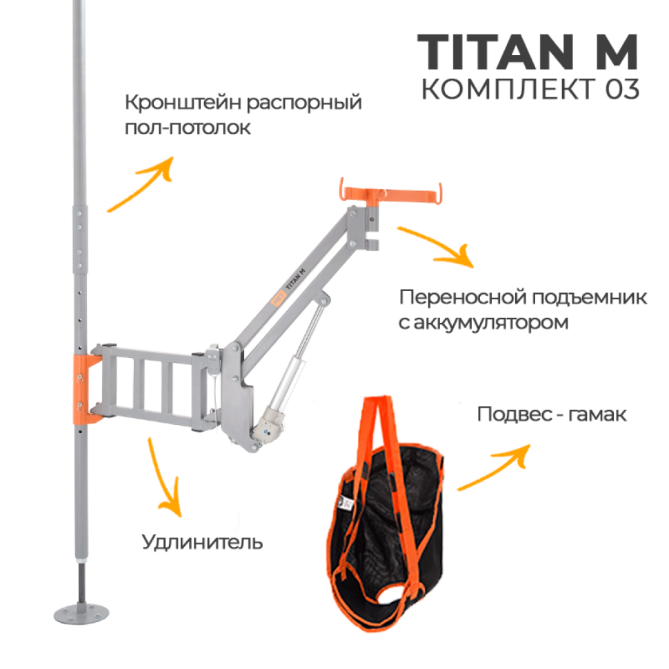 Подъемник электрический MET TITAN M (комп.3) РАСПОРНЫЙ ПОЛ-ПОТОЛОК (подъемн, удлин, кроншт, подвес)
