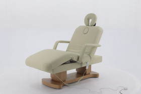 Массажный стол электрический MED-MOS ММКМ-2 (КО-156Д) светло-бежевый с основанием светлое дерево (Р)