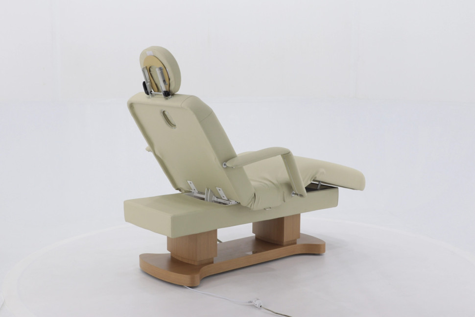 Массажный стол электрический MED-MOS ММКМ-2 (КО-156Д) светло-бежевый с основанием светлое дерево (Р)