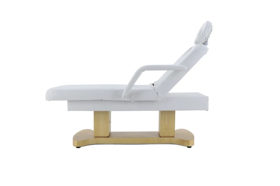 Массажный стол электрический MED-MOS ММКМ-2 (КО-156Д) белый с основанием светлое дерево (Р)
