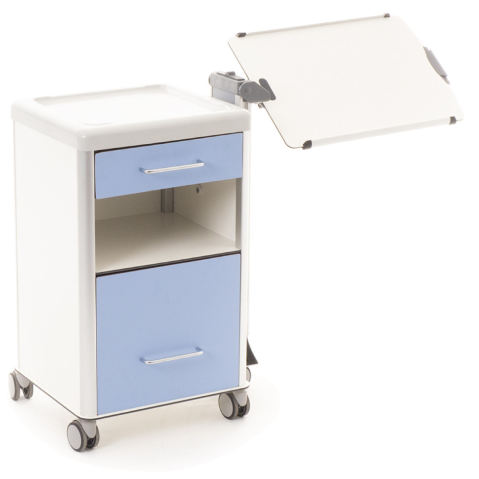 Тумба прикроватная МЕТ C-EY-01 (OLKS 7002) фасад голубой, из HPL-пластика, со столиком 16526