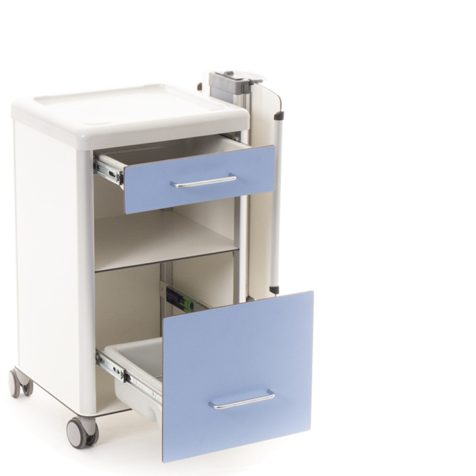 Тумба прикроватная МЕТ C-EY-01 (OLKS 7002) фасад голубой, из HPL-пластика, со столиком 16526