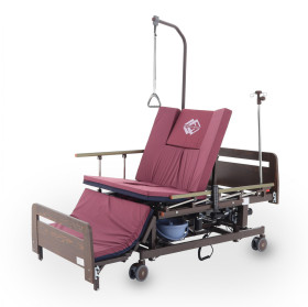 Медицинская кровать для лежачих больных электрическая MED-MOS DB-11А (ЛДСП венге) с регулировкой высоты ложемента с матрасом