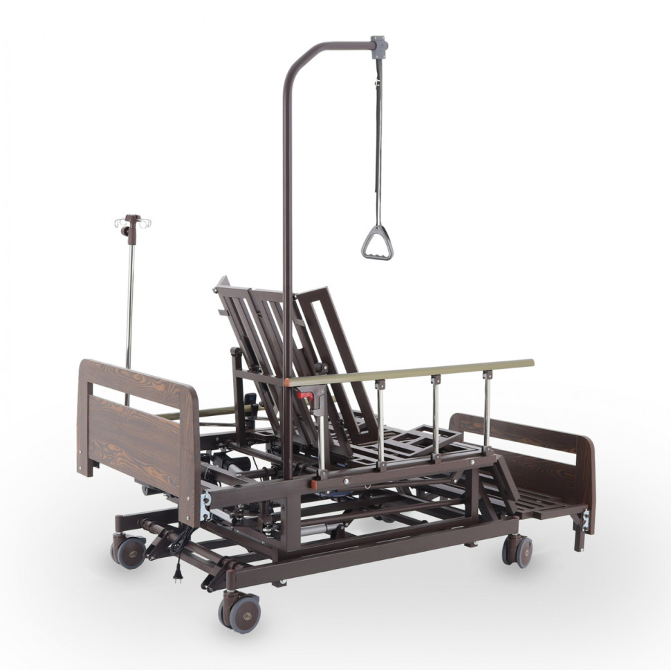 Медицинская кровать для лежачих больных электрическая MED-MOS DB-11А (ЛДСП венге) с регулировкой высоты ложемента с матрасом